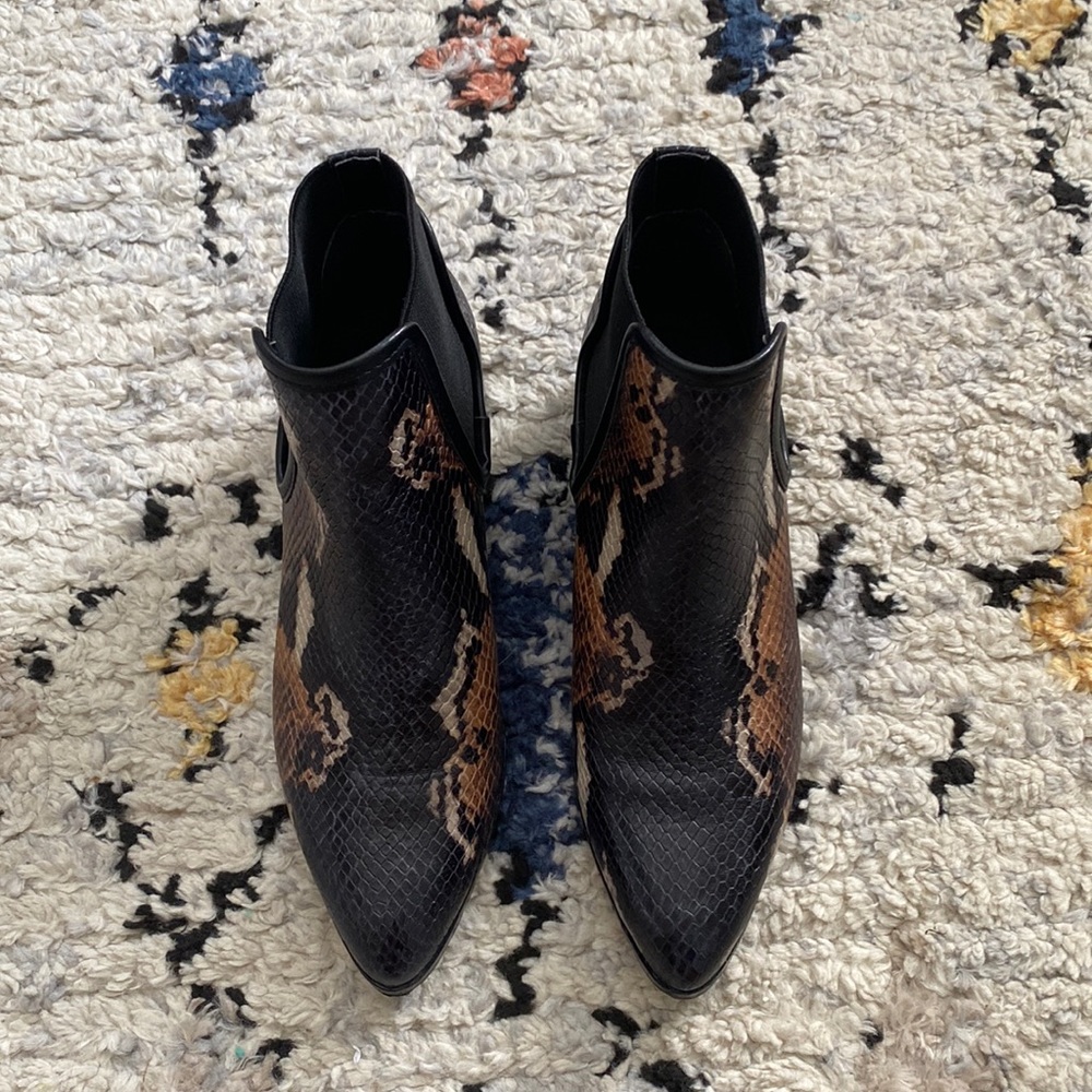Donald Pliner faux snakeskin heeled boots
